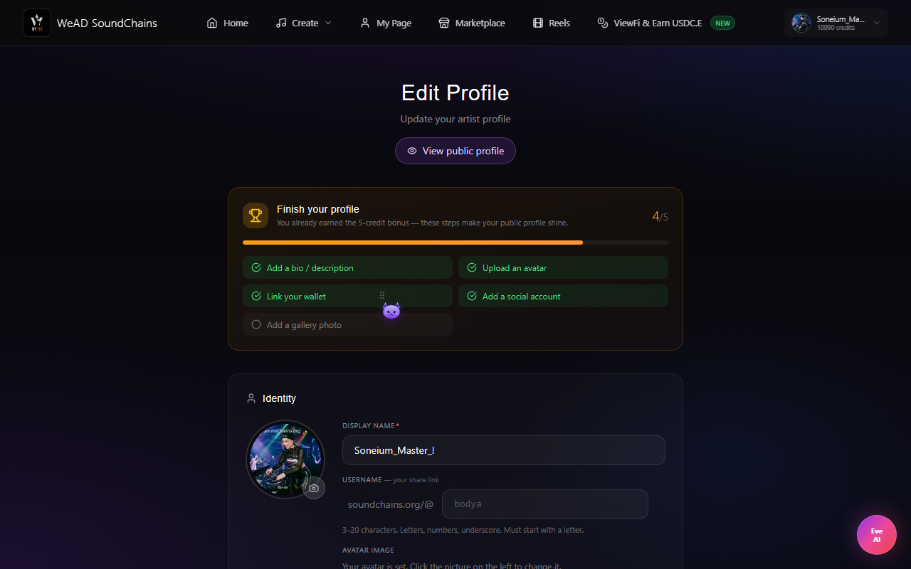 Edit Profile checklist