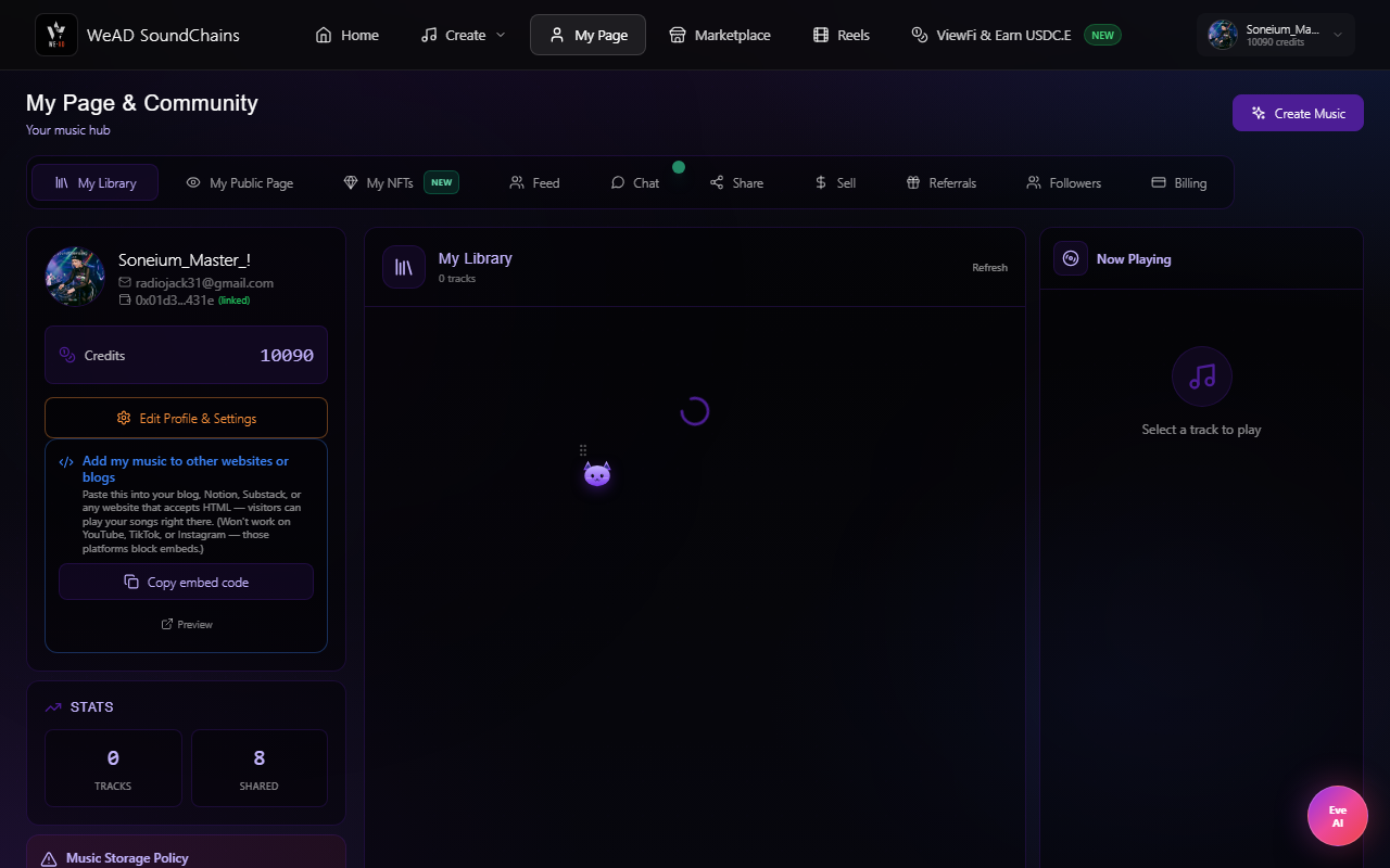 My Page community hub view