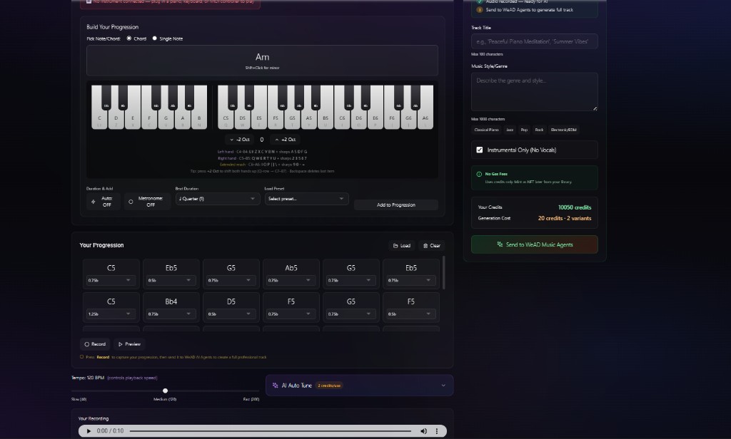 Hybrid Studio chord-progression interface